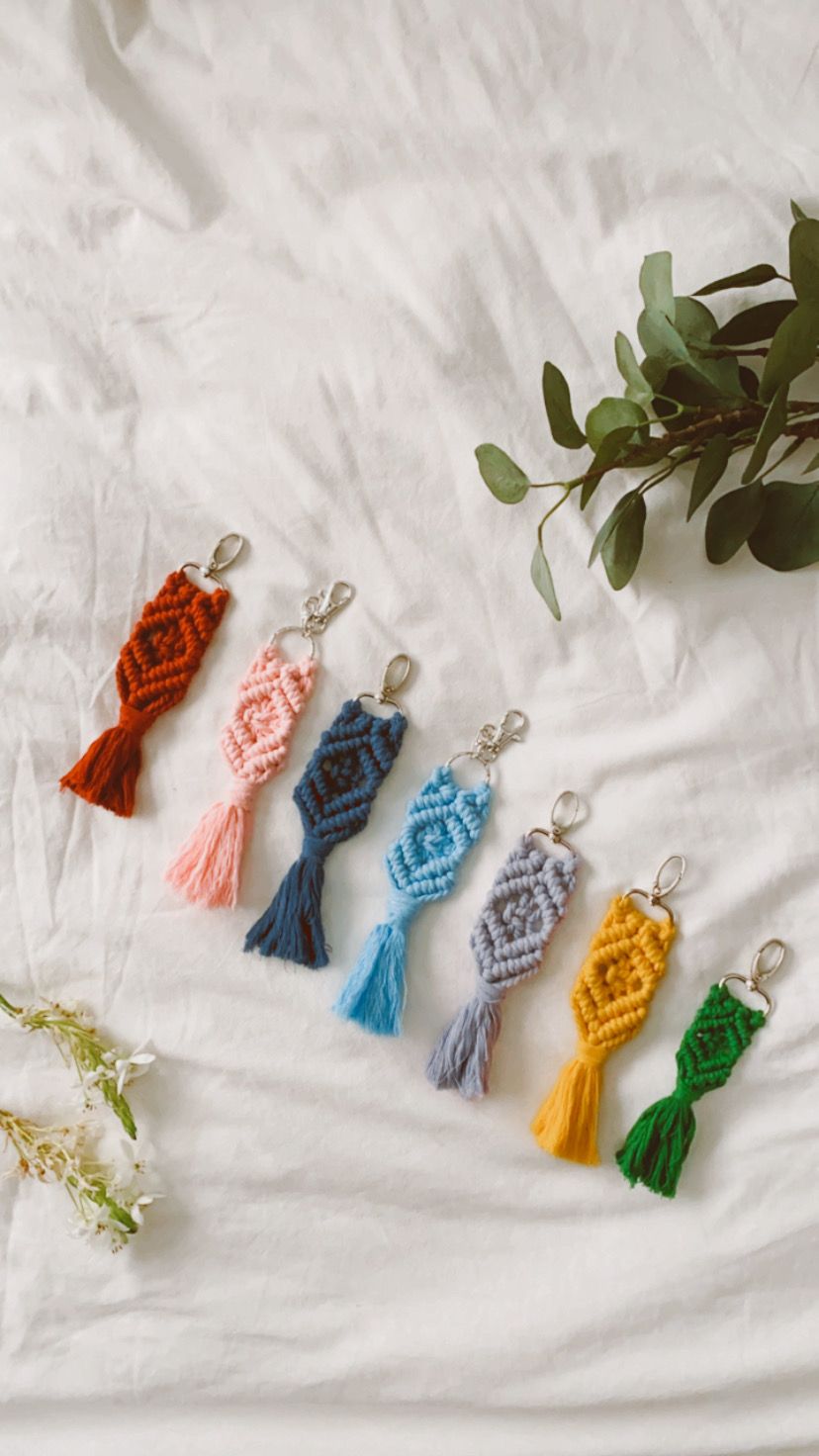 Macrame Keychain: After Rain Serene Blues